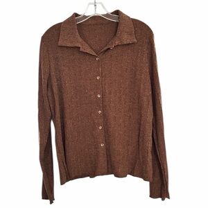 Women’s Full Button V Neck Cardigan - 
Size XL - New Without Tags - Color: Brown